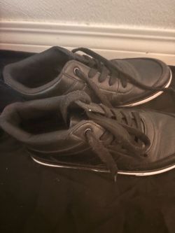 Children place Black Leather Low-Top Sneakers
