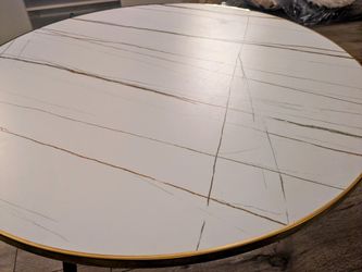 32" round, white and gold coffee table,side table,end table, as good as new 
