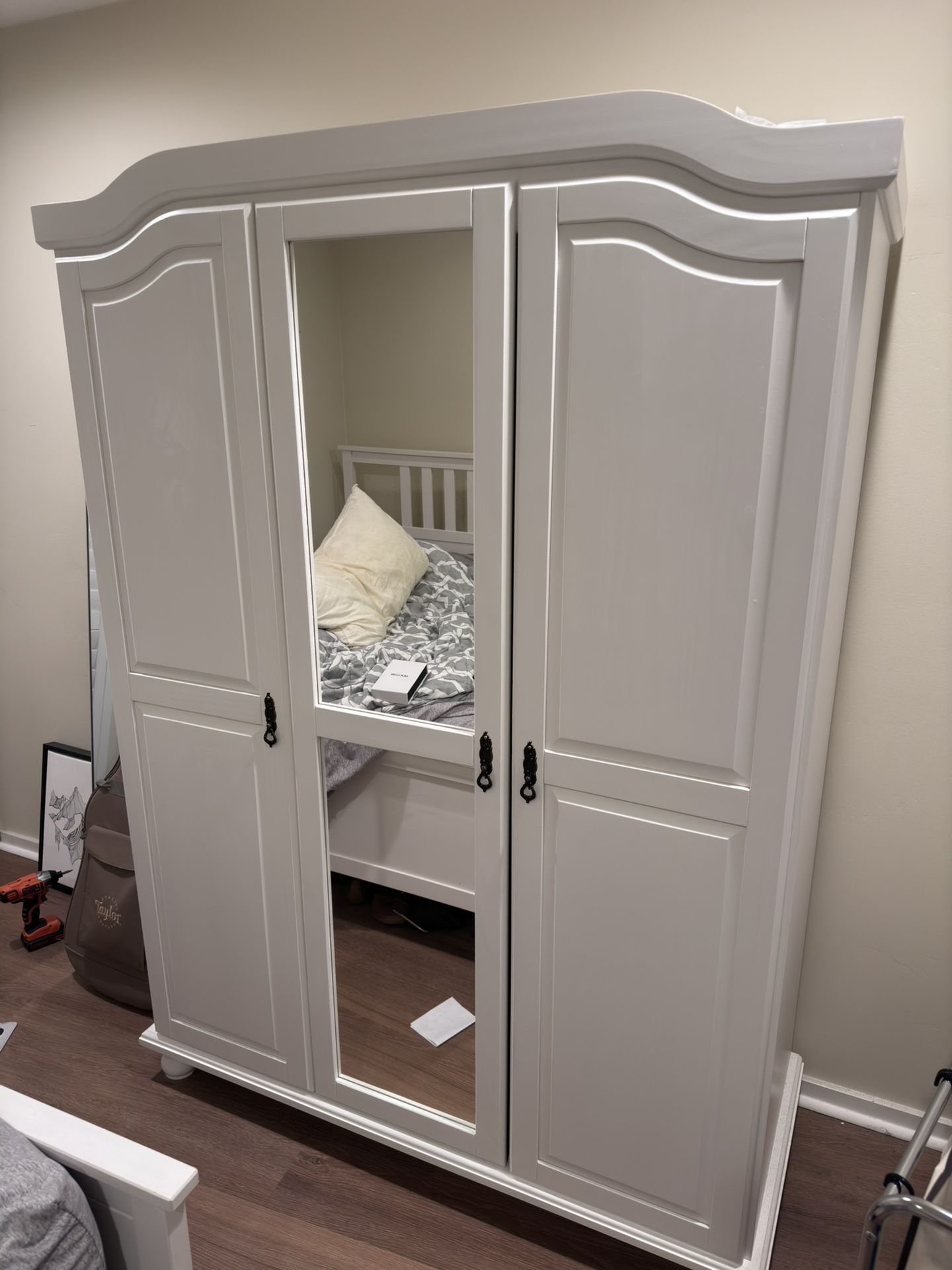 Solid Wood White Armoire