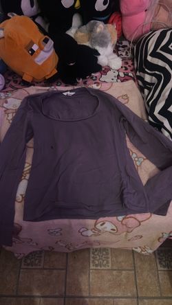 Dark purple open V neck long sleeve