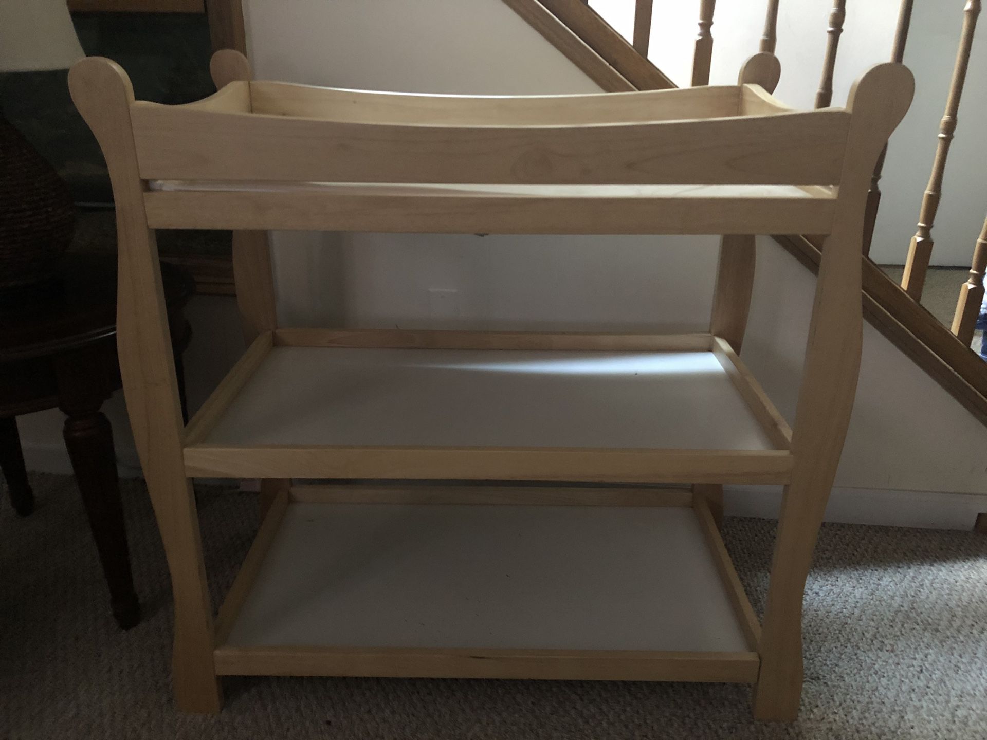 Sleigh style baby changing table