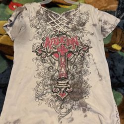 White and Pink Affliction Shirt