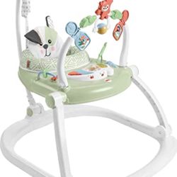Fisher-Price Baby Bouncer SpaceSaver Jumperoo Musical Activity Center with Lights Sounds & Developmental Toys