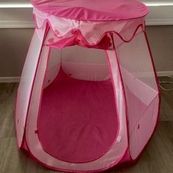 Fairy Vase Tent Princess Playhouse Pink Playpen Girls Ball Pit Kids Pop-up Hexagon Mesh Play Tent