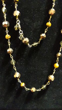 Cookie Lee genuine glass and cat's eye beads wear long or short original tag $26