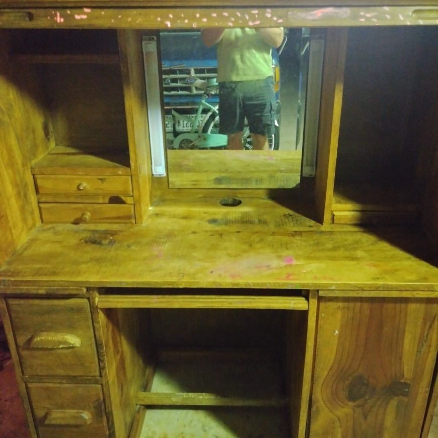 Handmade Desk, Entertainment Center, Desk With Attached Hutch