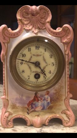 Painted French porcelain mantle clock 1890 through 1920