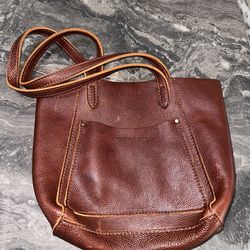 Portland Leather brown pebbled shoulder bag
