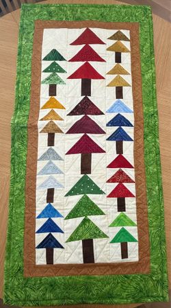 Handmade Quilted Forest Trees Wall Hanging or Table Topper – 44” x 21”