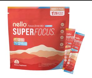 Nello SuperFocus Drink Mix Variety Pack 26 Sticks Fruit Punch Blue Raspberry