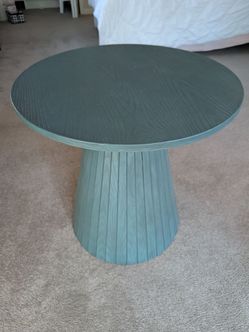 Teal Fluted Pedestal Round Side Table