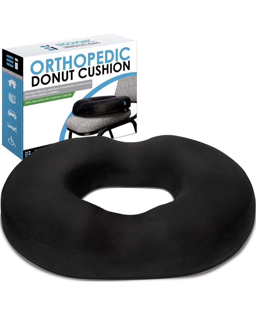 Ergonomic Innovations BD3281 Non-slip Orthopedic Donut Seat Cushion - Black