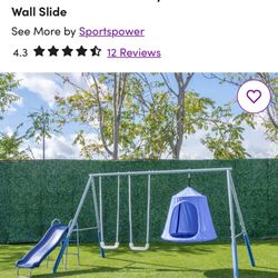 Sportspower Shooting Star Metal Swing Set with Lifetime Warranty on 5' Double Wall Slide