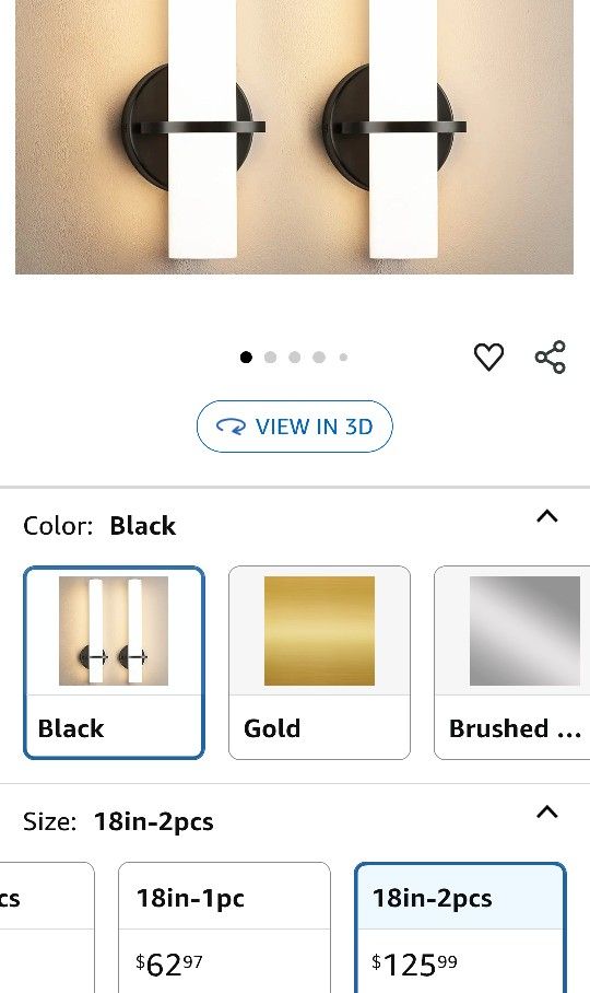 Black Sconces Wall Lighting, 18 inch LED