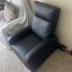 Recliner, Black Leather Seat