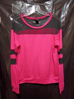 Vibrant Hot Pink Long - Sleeve Top From Rue 21. Size L.