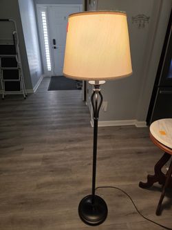 Threshold Metal Twist Cage Floor Lamp w/ Cream Shade (x2)