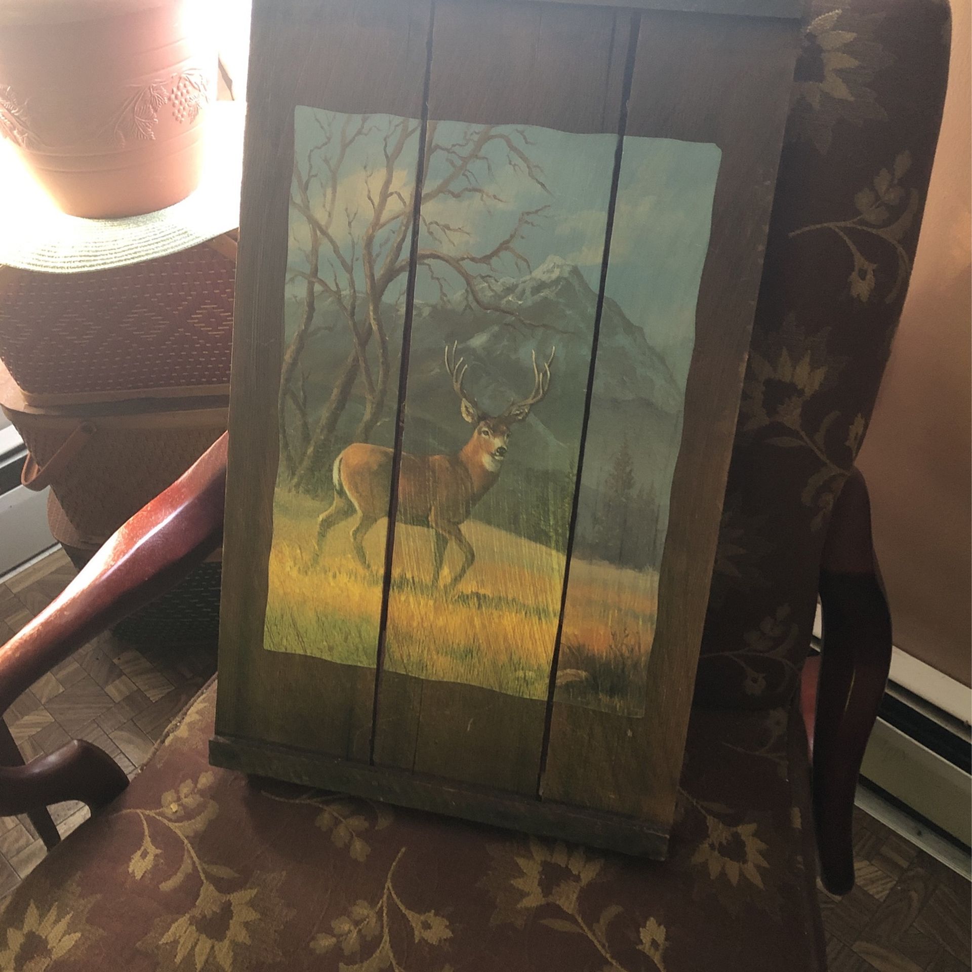 Rustic Barn Wood Deer Picture