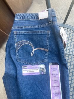 Size 16 slender secret barely boot cut Lee jeans brand new with tags $36 from Kohls sewing for $25 beautiful pair