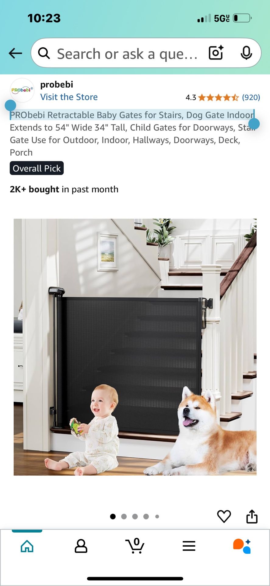 PRObebi Retractable Baby Gates for Stairs, Dog Gate Indoor