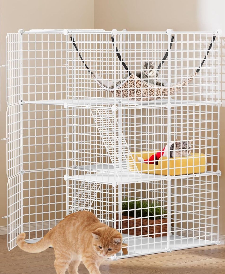White Indoor Cat Cage - Used As A Shoe And Clothing Rack (2)