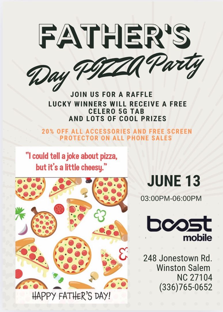 Pizza Party FREE CELERO 5G Tablet 6/13/25