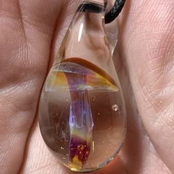 Mushroom Blown Glass Necklace Pendant