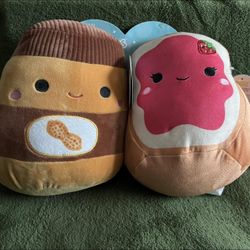 Peanut Butter and Jelly ‘Bribzy and Iman’ 8” Squishmallow 2 Pack NEW