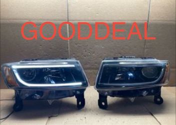#OH147 2014-2016 Jeep Grand Cherokee LED Halogen Headlight Pair