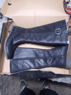 Harley Davidson Black Leather Knee-High Boots women's size 7