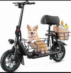 Foldable Electric Scooter with Seat & Pet Basket (550W, 18.6 MPH, 20 Mile Range)