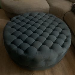 Navy Blue Circular Ottoman 