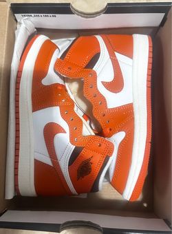 Kids Air Jordan 1 High Orange White Sneakers Size 12c