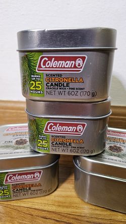Coleman Citronella Candles – Set of 4 (Pine Scent, Crackle Wick)