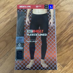 NWT 32 degrees Heat Men’s fleece lined base layer pants 2 pack size L
