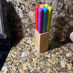 6 Pcs Knife Set With Wood Knife Holder , KLOK Stainless Steel, $28