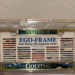 I’D RATHER BE GOLFING  - Gold Tone Brass  - LICENSE PLATE FRAME  - By EGO FRAME