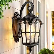 VIANIS Outdoor Wall Light, 16.9" Black Roman Dusk to Dawn Outdoor Lighting
