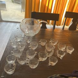 Punch bowl with ladle & 20 glasses