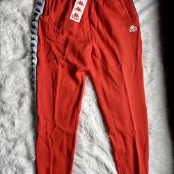 New Kappa 222 Banda Alanz 2 Sweatpants Mens Size 3XL Orange Flame White