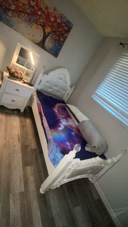 White Ornate Twin Bed Frame