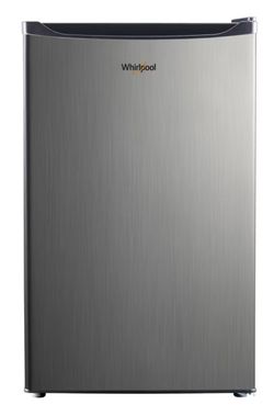 Whirlpool 4.3 cu ft Mini Refrigerator Stainless Steel WH43S1E: Compact Dorm Fridge, Energy Star, Reversible Door, 2 Shelves