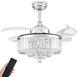 36" Fandelier Ceiling Fan with Light, Chandelier Ceiling Fan