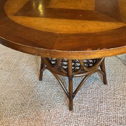 Vintage Wood And Bamboo 42” Table