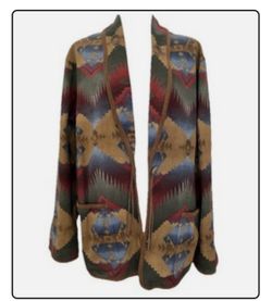 JONES NEW YORK L Cotton Jacket Southwestern Pattern Brown Coat Native Style