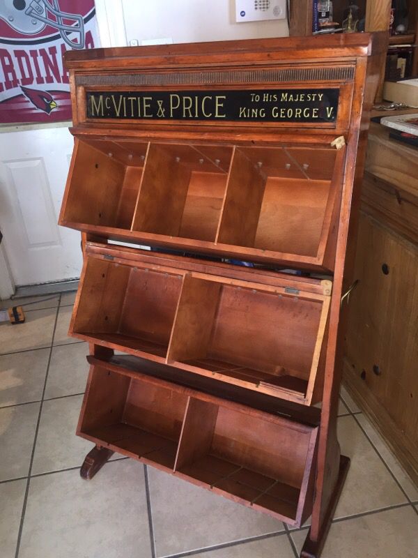 McVitie & Price 1910 -ish antique biscuit display. Display cabinet wood.