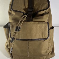 Fossil Backpack Leather Canvas Tan