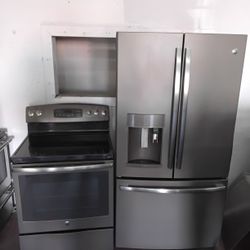 GE  Fridge And Stove Slate 