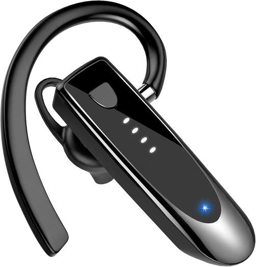 Bluetooth Earpiece, Wireless Handsfree with Noise Cancelling Mic, 20Hrs Call Time Bluetooth 5.4 Headset, 180 Hrs Standby Time Headset for Business/Tru