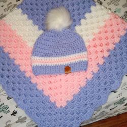 Crochet Baby Blanket with hat